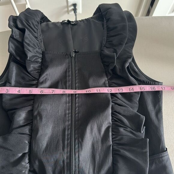 Samuel Dong Mini Dress Front Zipper Moldable Ruffled Belted Taffeta Black Size S - Picture 7 of 13